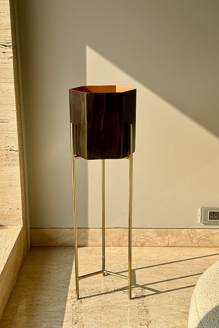 Brown & Gold Iron Planter by Mason Home at Pernia's Pop Up Shop