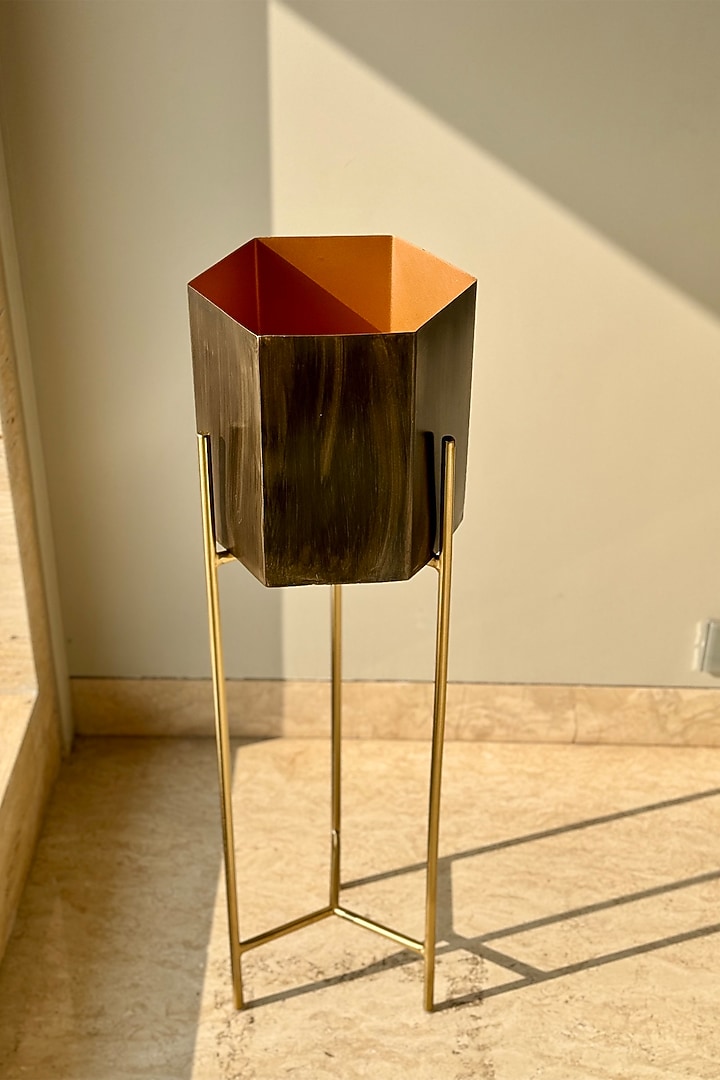 Brown & Gold Iron Planter by Mason Home at Pernia's Pop Up Shop