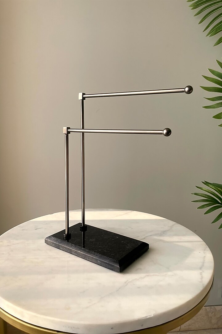 Black Marble & Steel Melrose Stand by Mason Home at Pernia's Pop Up Shop