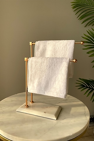 White & Rose Gold Marble & Steel Melrose Stand by Mason Home