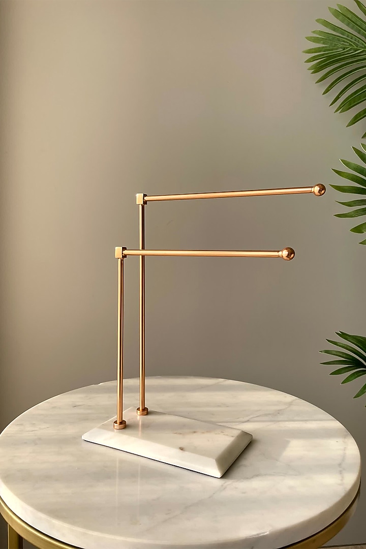 White & Rose Gold Marble & Steel Melrose Stand by Mason Home at Pernia's Pop Up Shop