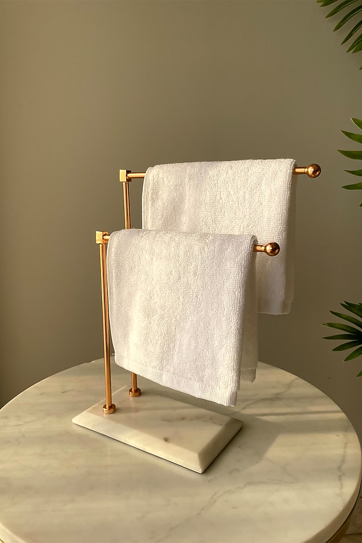 White & Rose Gold Marble & Steel Melrose Stand by Mason Home at Pernia's Pop Up Shop