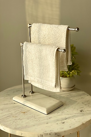 White & Silver Marble & Steel Melrose Stand by Mason Home