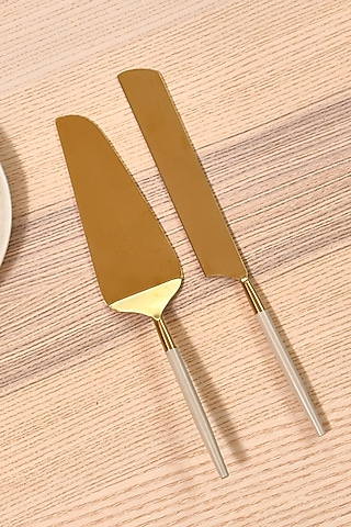 Gold & Beige Cake Serving Set (Set of 2) by Mason Home