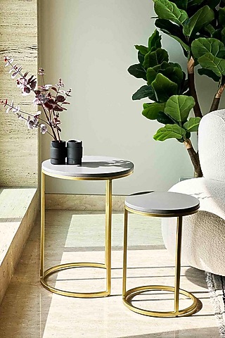 Grey Iron & Wooden Side Table Set by Mason Home