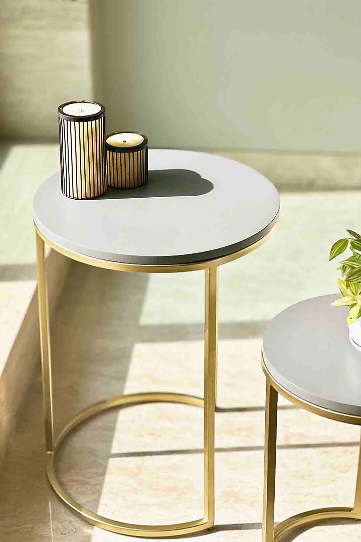 Grey Iron & Wooden Side Table Set by Mason Home at Pernia's Pop Up Shop
