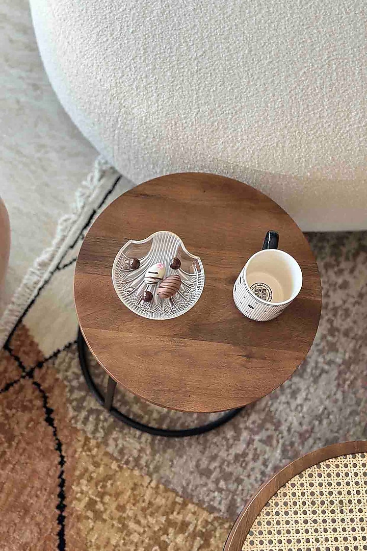Brown Iron & Wooden Side Table Set by Mason Home at Pernia's Pop Up Shop