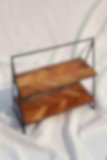 Brown Acacia Wooden Two Tiered Stand by Mason Home at Pernia's Pop Up Shop