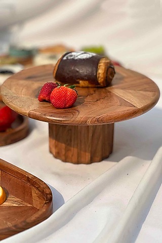 Brown Acacia Wooden Cake Stand by Mason Home