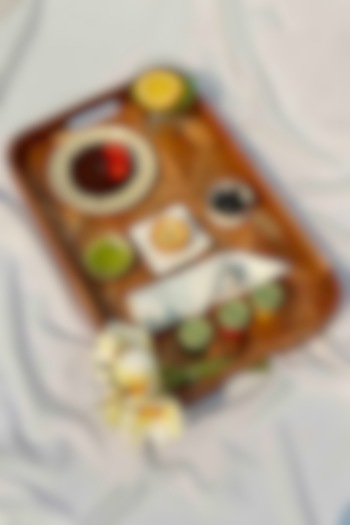 Brown Acacia Wooden Rectangular Tray by Mason Home at Pernia's Pop Up Shop