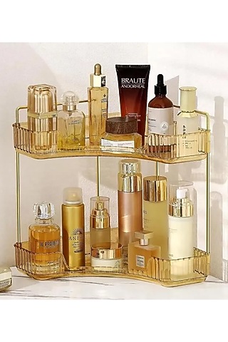 Amber Plastic & Metal Two-Tier Cosmetics Organizers by Mason Home