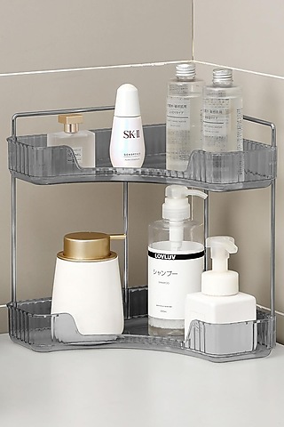 Grey Plastic & Metal Two-Tier Cosmetics Organizers by Mason Home