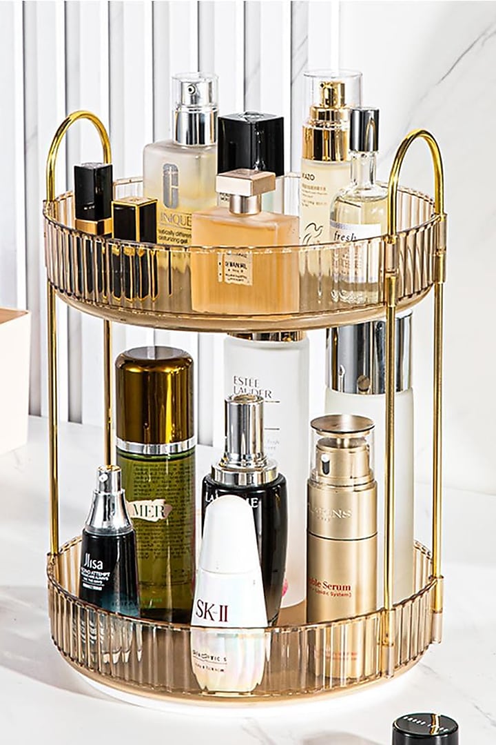 Amber Plastic & Metal Two-Tier Rotating Makeup Organizer by Mason Home at Pernia's Pop Up Shop