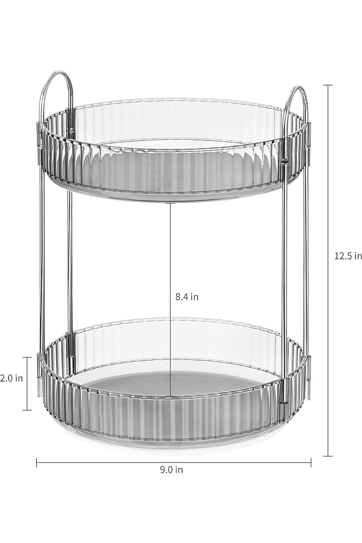 Grey Plastic & Metal Two-Tier Rotating Makeup Organizer by Mason Home at Pernia's Pop Up Shop