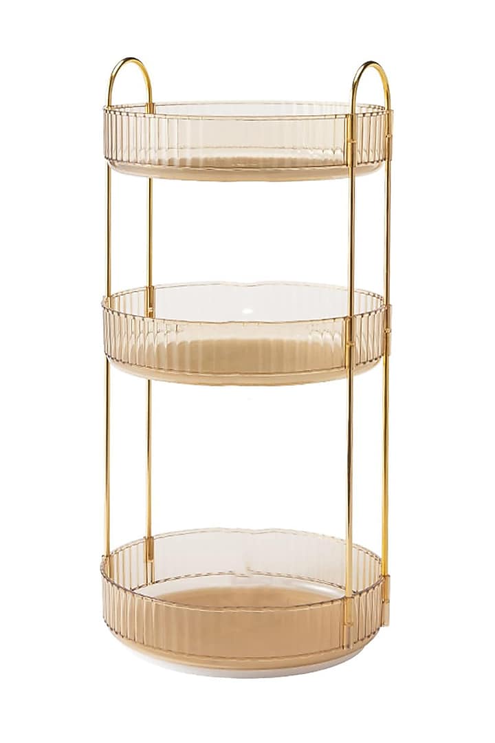 Amber Plastic & Metal Three-Tier Rotating Makeup Organizer by Mason Home at Pernia's Pop Up Shop