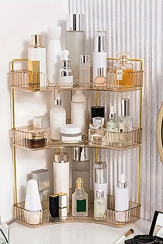 Amber Plastic & Metal Three-Tier Makeup Organizer by Mason Home