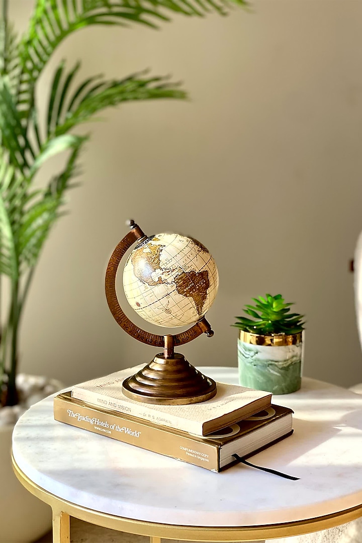 Beige & Antique Brown Iron & Paper Nicolo Globe by Mason Home at Pernia's Pop Up Shop