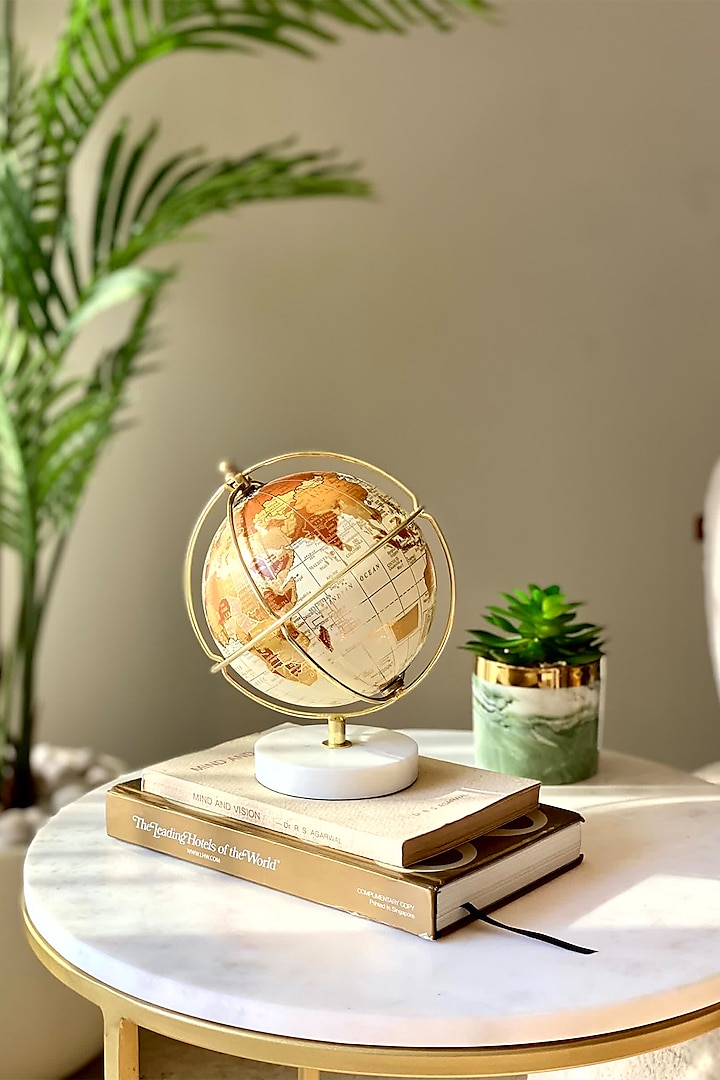 White & Gold Iron & Paper Nicolo Globe by Mason Home at Pernia's Pop Up Shop