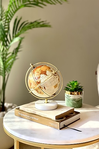 White & Gold Iron & Paper Nicolo Globe by Mason Home