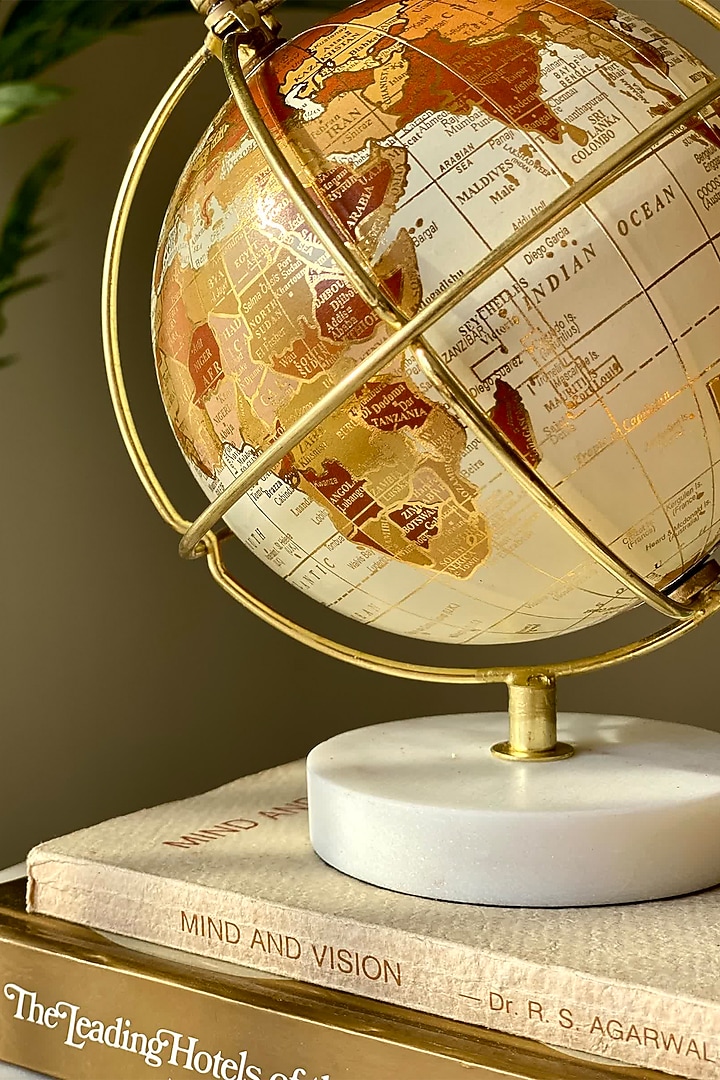 White & Gold Iron & Paper Nicolo Globe by Mason Home at Pernia's Pop Up Shop