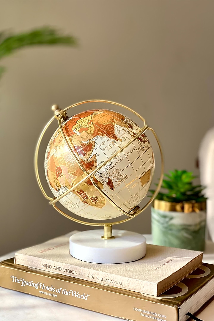 White & Gold Iron & Paper Nicolo Globe by Mason Home at Pernia's Pop Up Shop