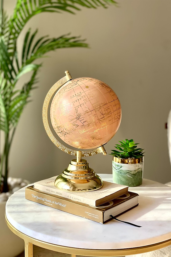 Peach & Gold Iron & Paper Nicolo Globe by Mason Home at Pernia's Pop Up Shop