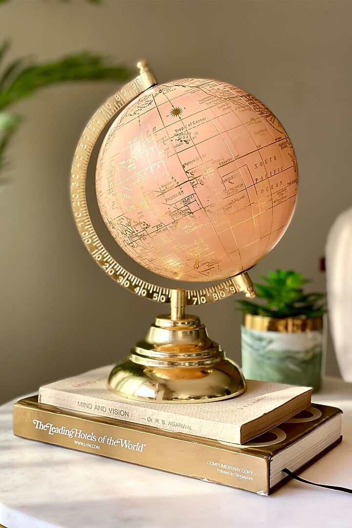 Peach & Gold Iron & Paper Nicolo Globe by Mason Home at Pernia's Pop Up Shop