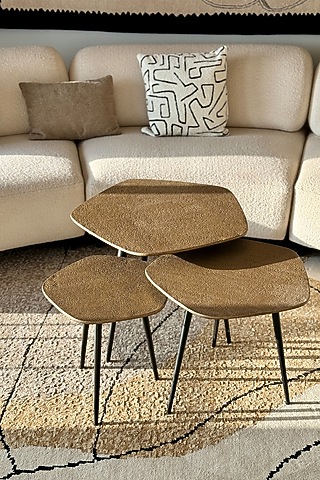 Black & Gold Wood & Iron Coffee Table (Set Of 3) by Mason Home