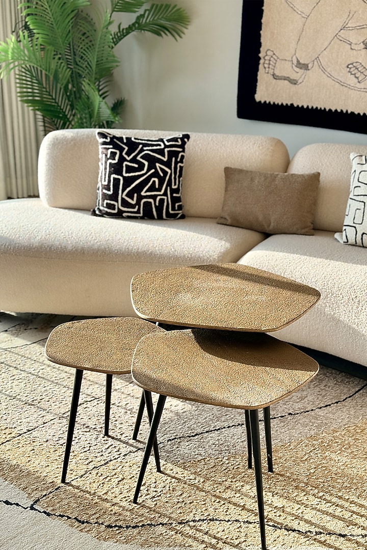 Black & Gold Wood & Iron Coffee Table (Set Of 3) by Mason Home at Pernia's Pop Up Shop