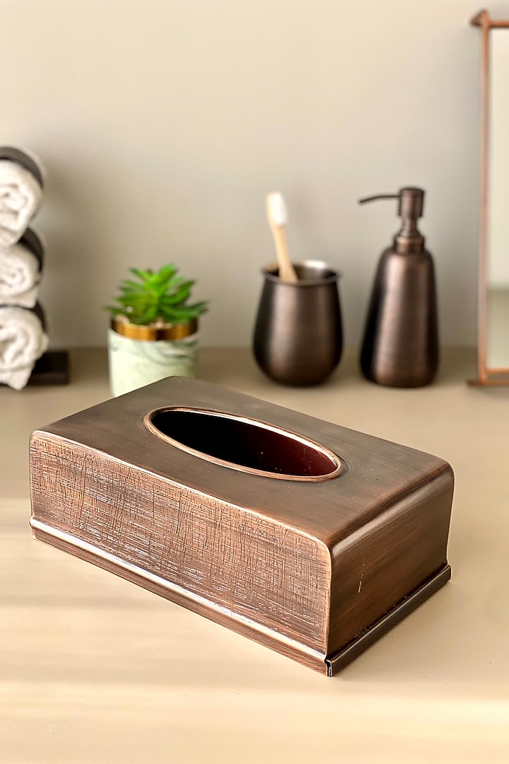 Antique Copper Stainless Steel Tissue Box by Mason Home at Pernia's Pop Up Shop