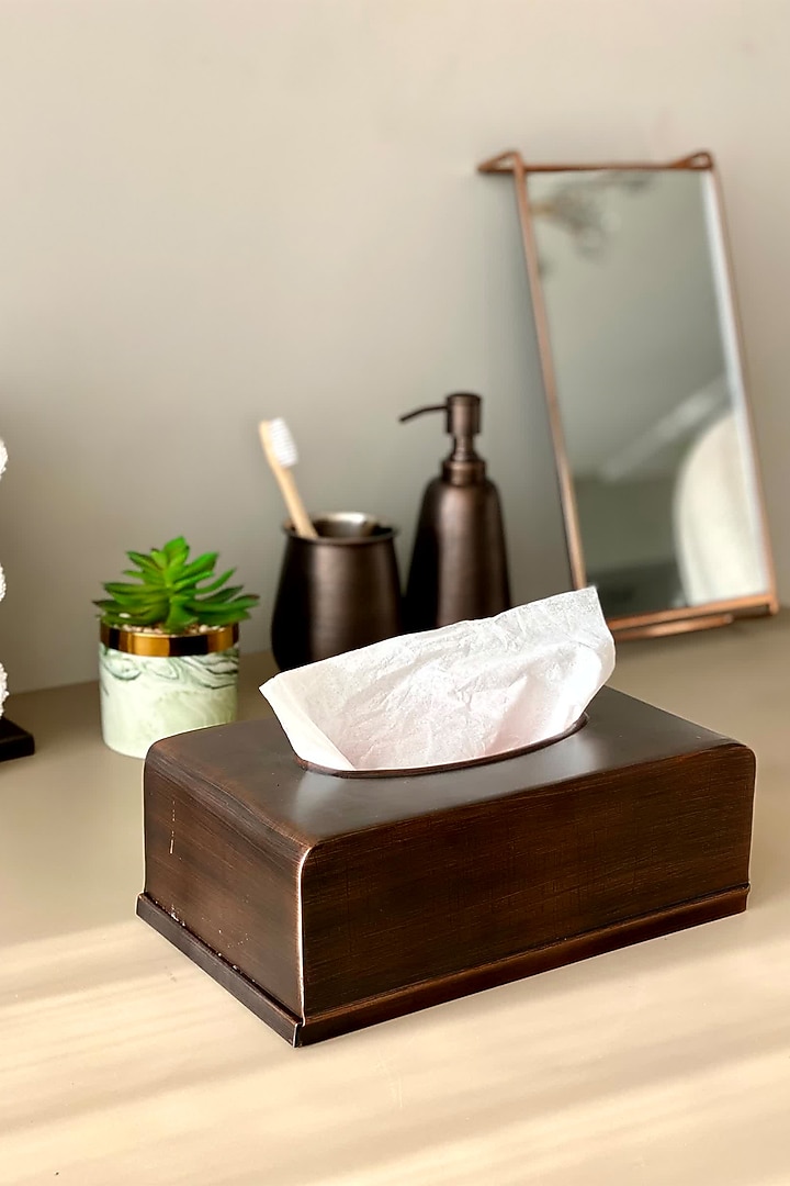 Antique Copper Stainless Steel Tissue Box by Mason Home at Pernia's Pop Up Shop