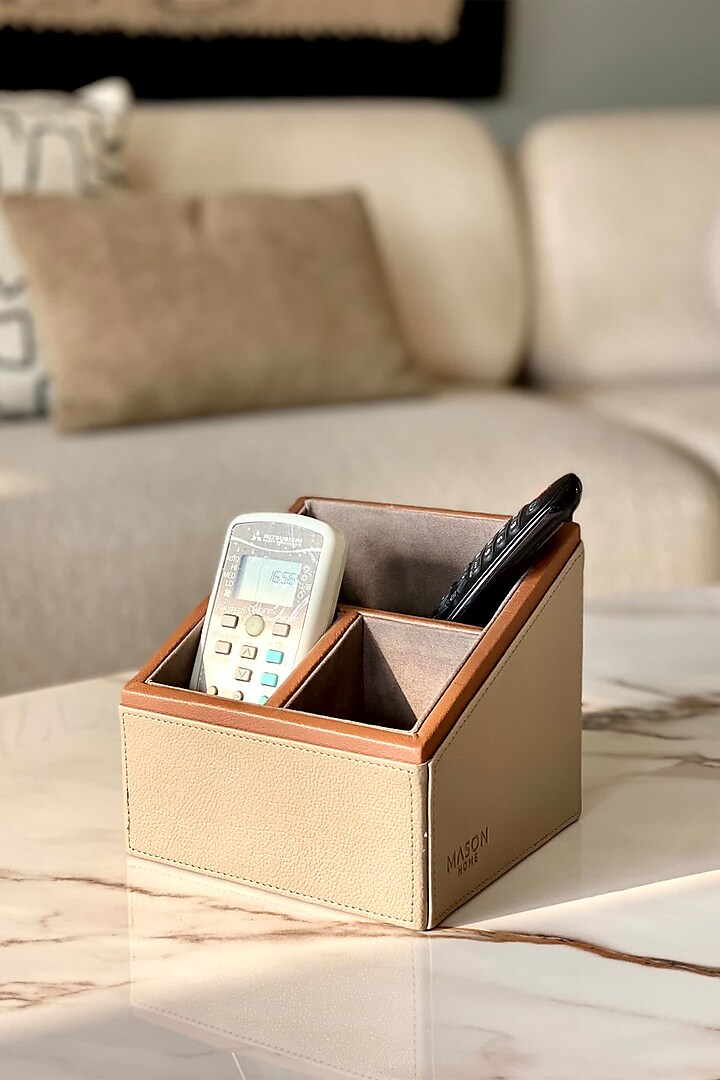 Taupe Faux Leather & MDF Organizer by Mason Home at Pernia's Pop Up Shop