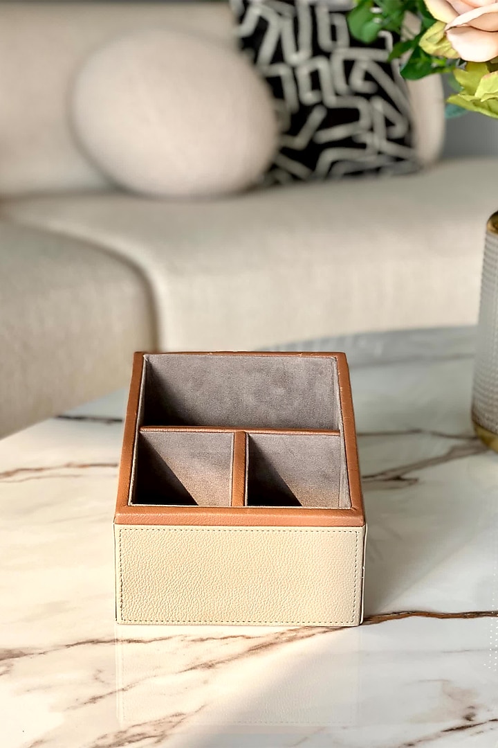 Taupe Faux Leather & MDF Organizer by Mason Home at Pernia's Pop Up Shop