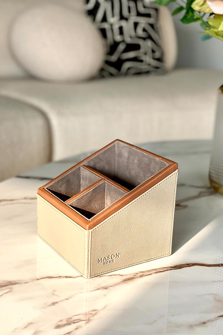 Taupe Faux Leather & MDF Organizer by Mason Home at Pernia's Pop Up Shop