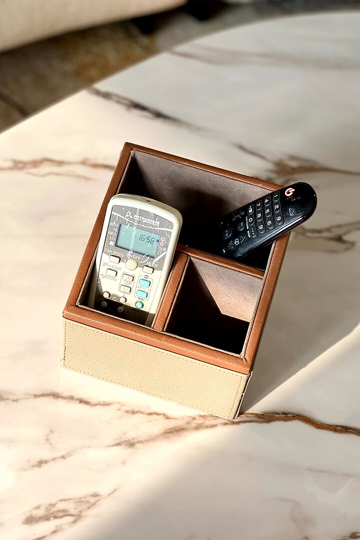 Taupe Faux Leather & MDF Organizer by Mason Home at Pernia's Pop Up Shop