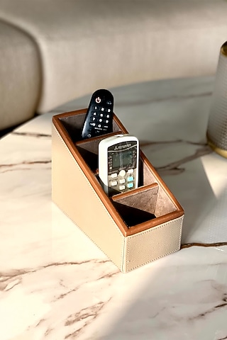 Taupe Faux Leather & MDF Organizer by Mason Home