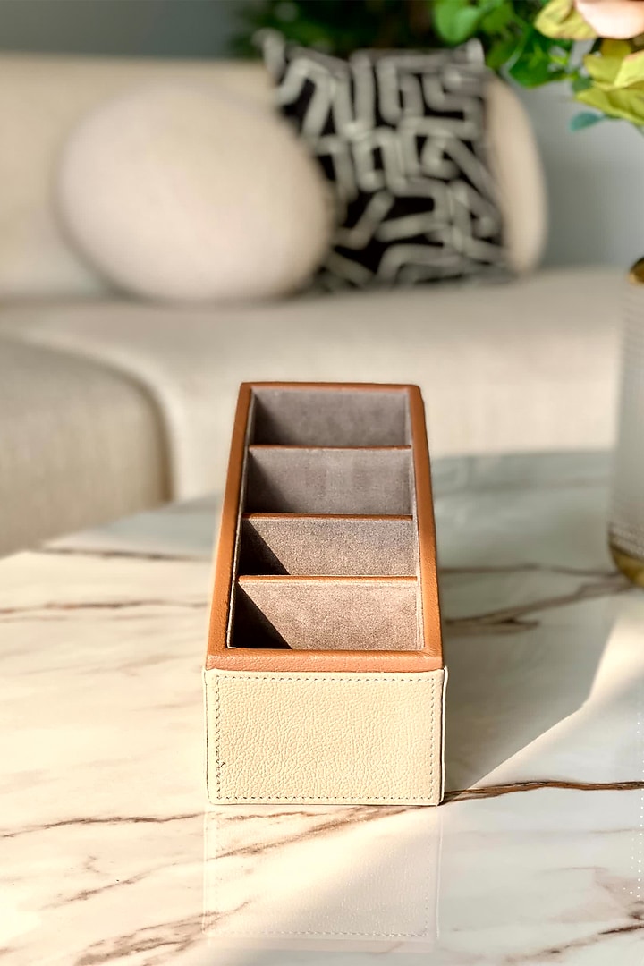 Taupe Faux Leather & MDF Organizer by Mason Home at Pernia's Pop Up Shop