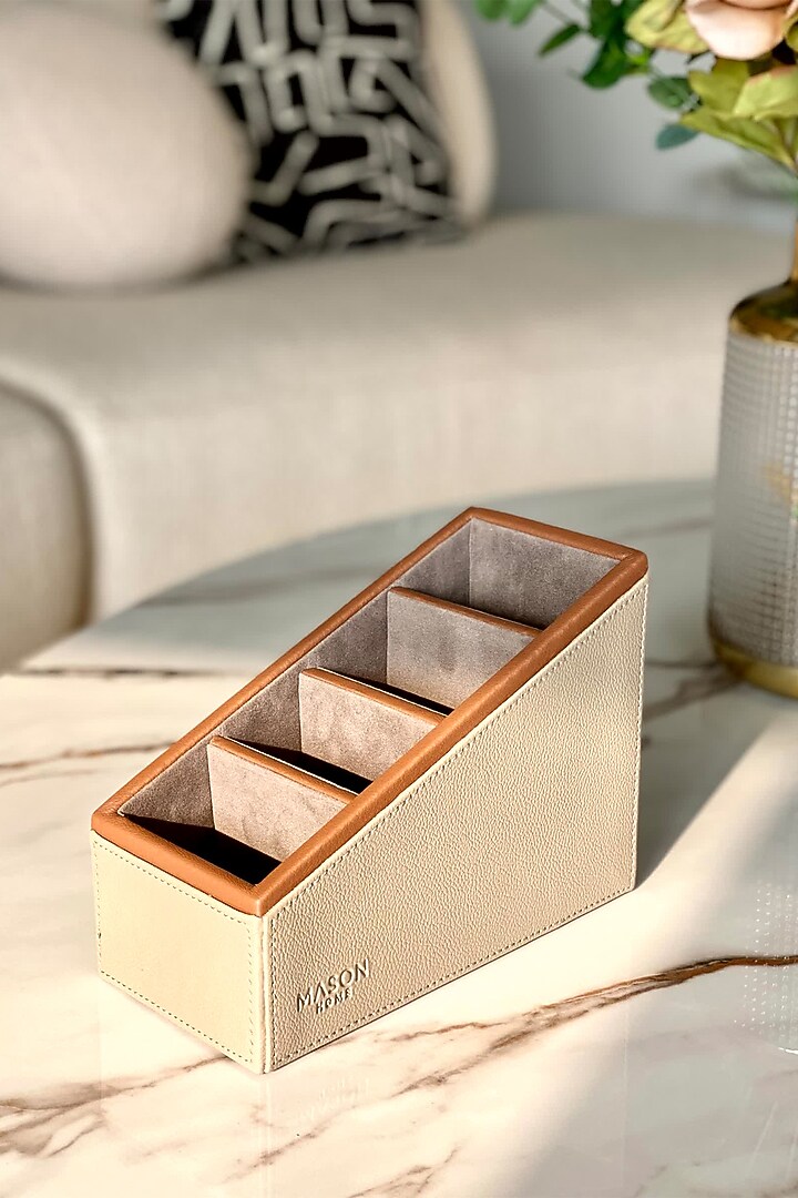 Taupe Faux Leather & MDF Organizer by Mason Home at Pernia's Pop Up Shop