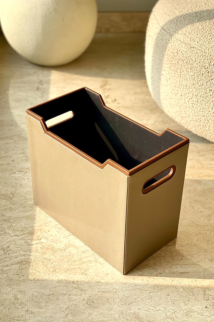 Taupe Faux Leather Magazine Holder by Mason Home