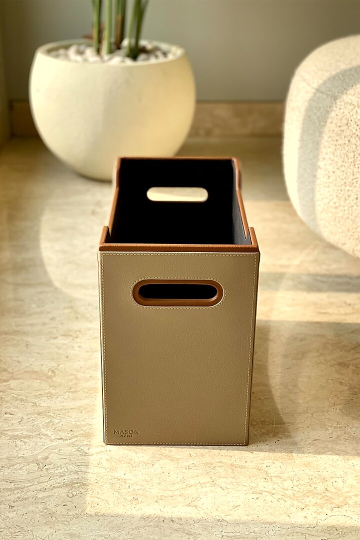 Taupe Faux Leather Magazine Holder by Mason Home at Pernia's Pop Up Shop