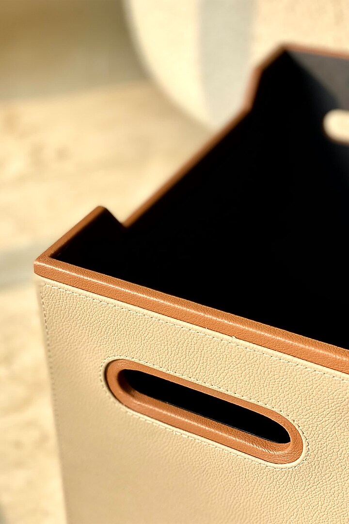 Taupe Faux Leather Magazine Holder by Mason Home at Pernia's Pop Up Shop