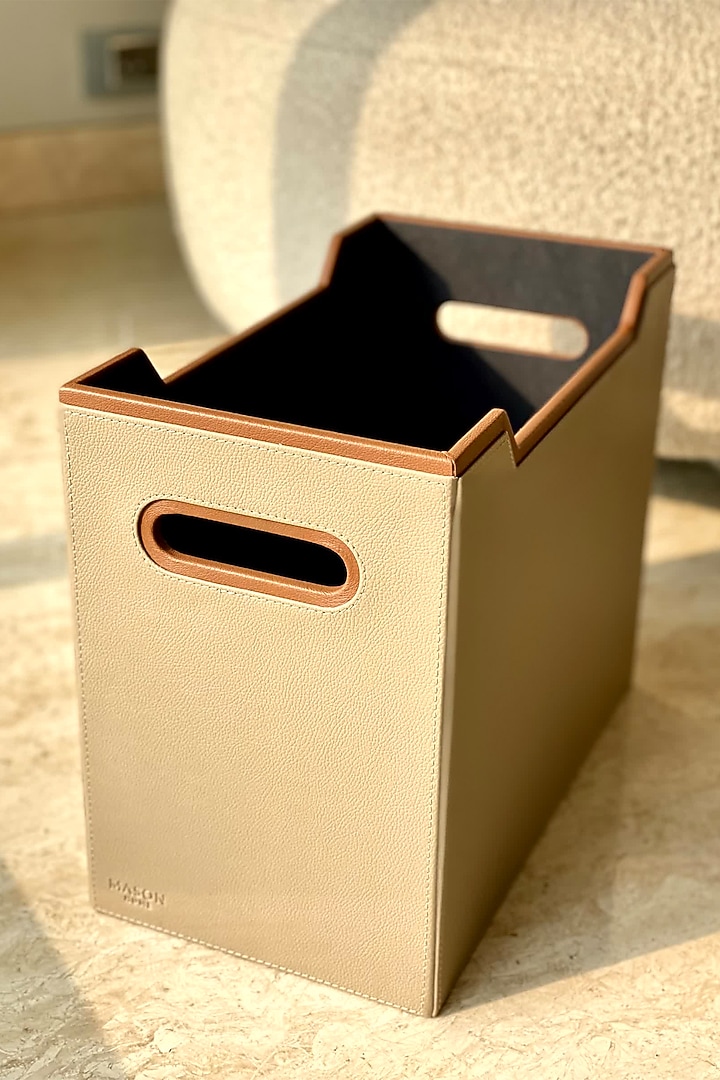 Taupe Faux Leather Magazine Holder by Mason Home at Pernia's Pop Up Shop