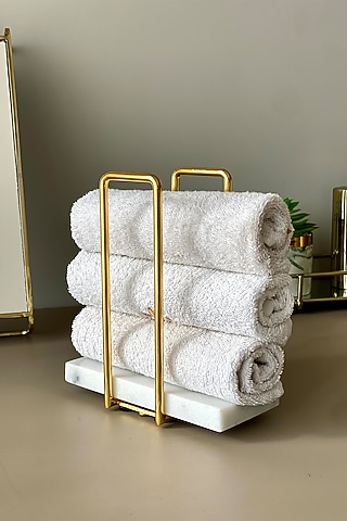 White & Golden Marble Napkin Holder by Mason Home