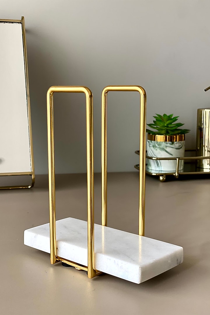 White & Golden Marble Napkin Holder by Mason Home at Pernia's Pop Up Shop