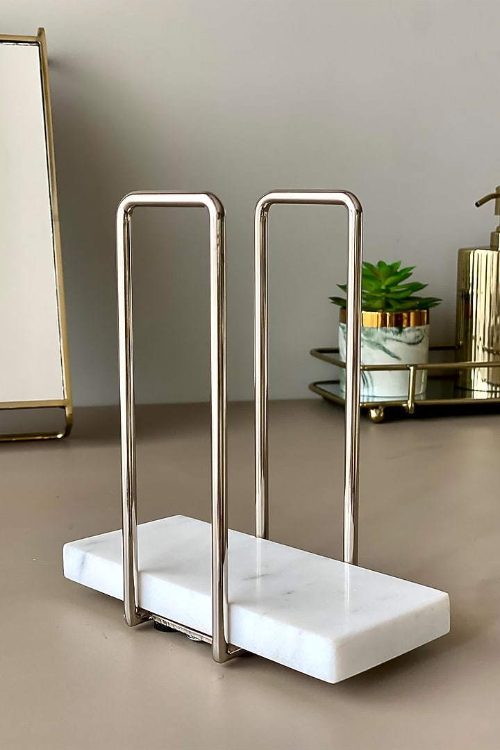 White & Silver Marble Napkin Holder by Mason Home at Pernia's Pop Up Shop