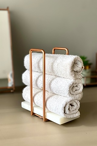 White & Rose Gold Marble Napkin Holder by Mason Home