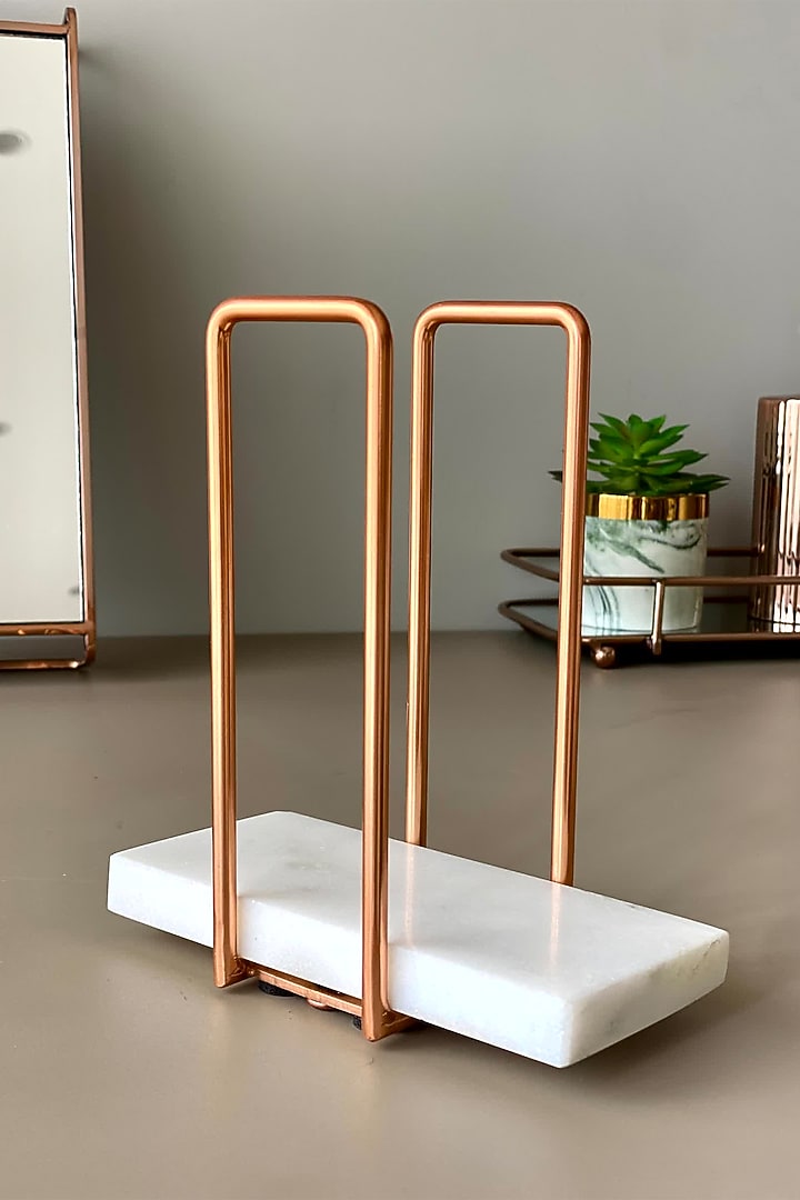 White & Rose Gold Marble Napkin Holder by Mason Home at Pernia's Pop Up Shop