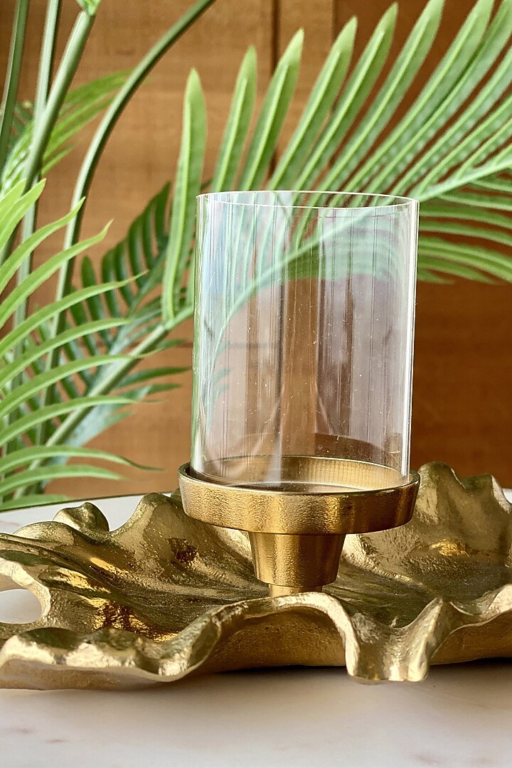 Gold Ambrai Leaf Candle Holder by Mason Home at Pernia's Pop Up Shop