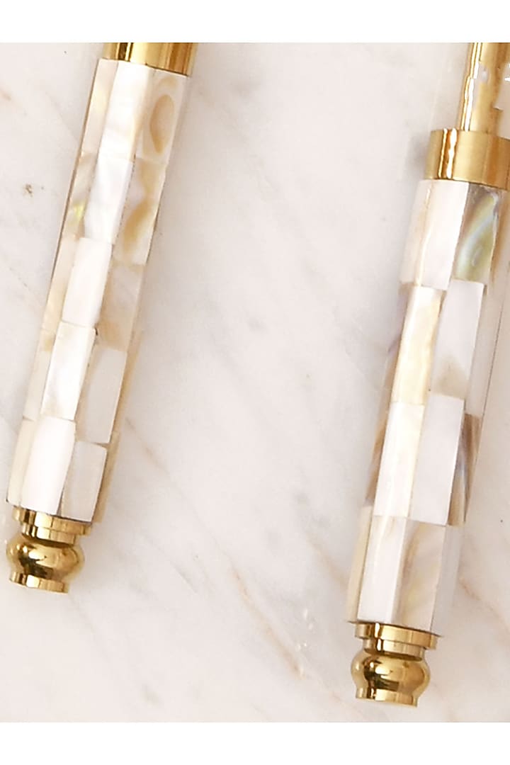 Gold & Pearl White Cake Knife & Server by Mason Home at Pernia's Pop Up Shop
