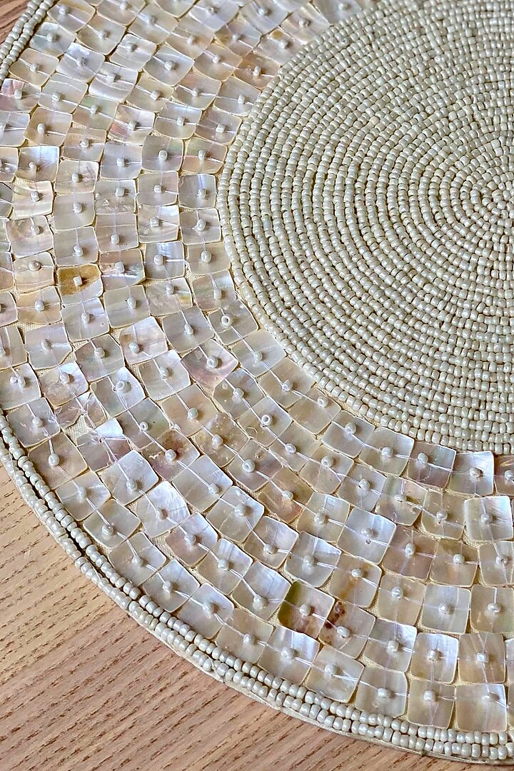 White Regal Mother Of Pearl Placemat (Set of 2) by Mason Home at Pernia's Pop Up Shop